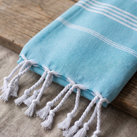 kleine hamamdoek Leyla turquoise - detail