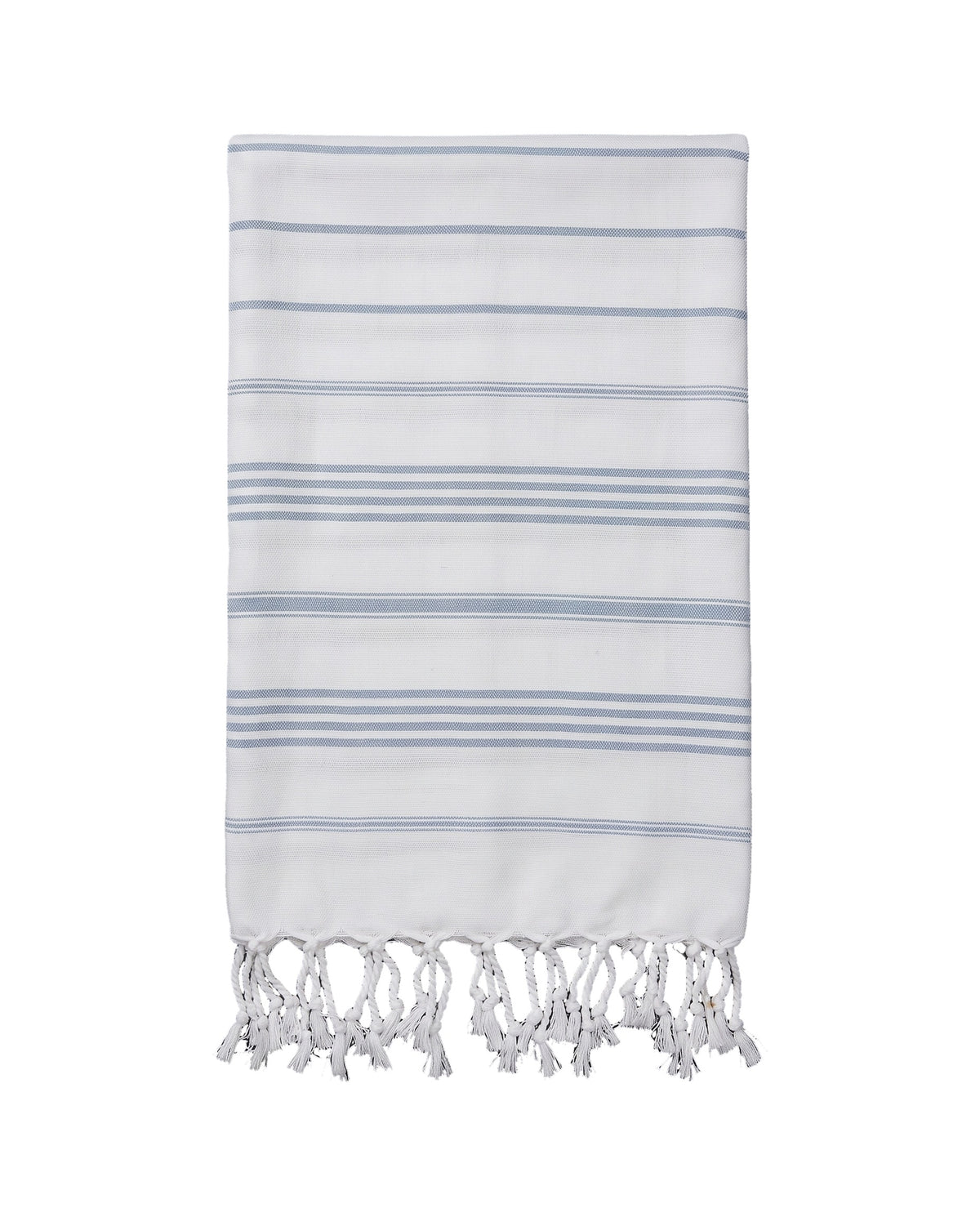 kleine hamamdoek Leyla white - air blue - vrijstaand