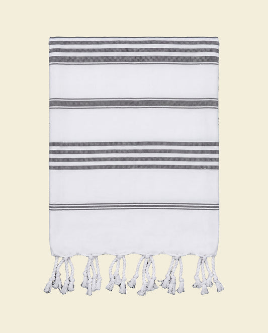 kleine hamamdoek Leyla white dark grey - op kleur