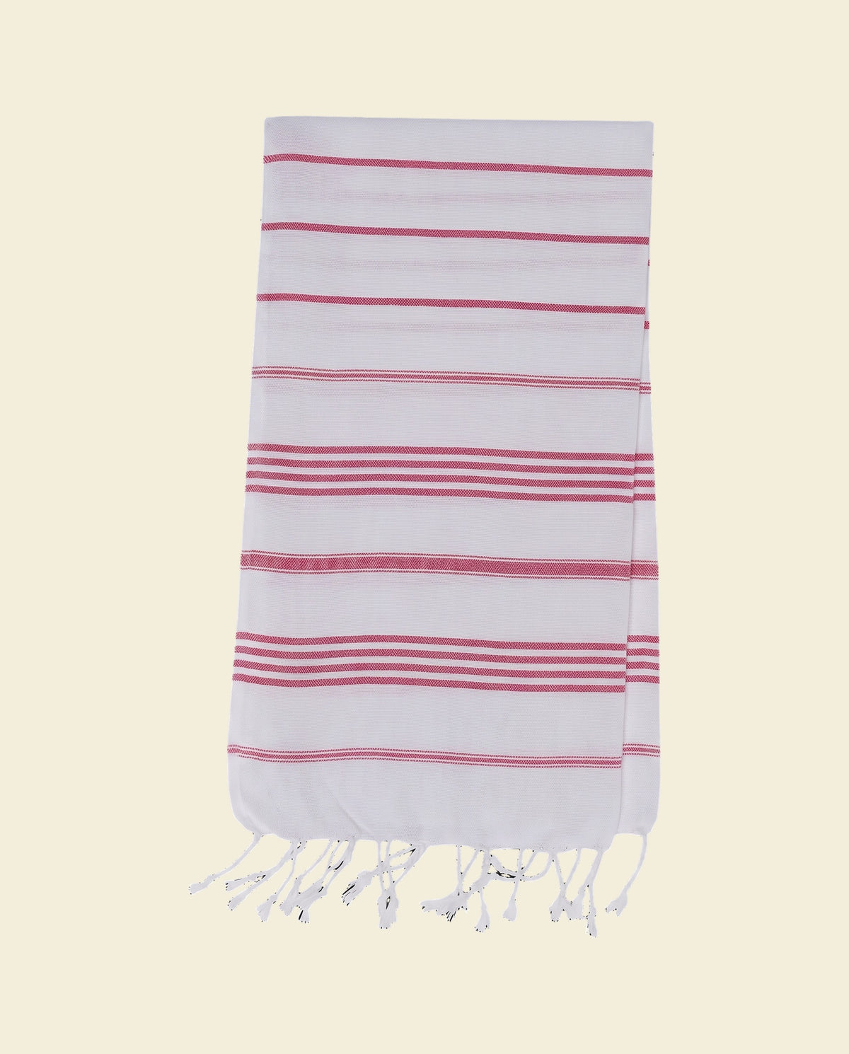 kleine hamamdoek Leyla white fuchsia - op kleur