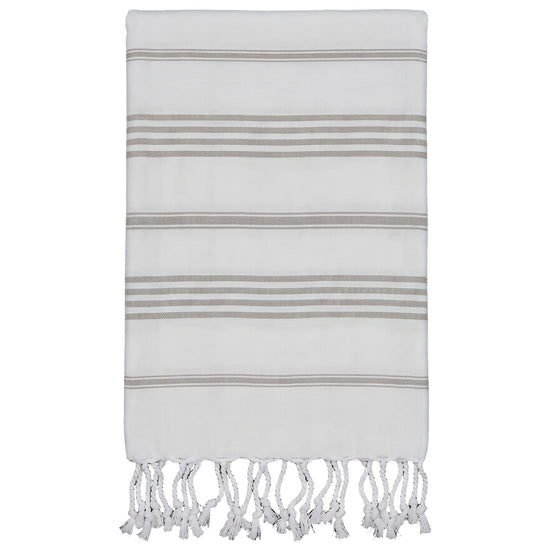 kleine hamamdoek Leyla white taupe - vrijstaand