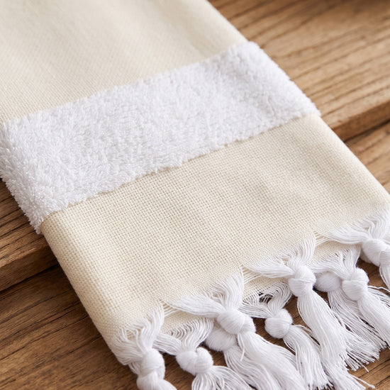 kleine hamamdoek met badstof geel - detail