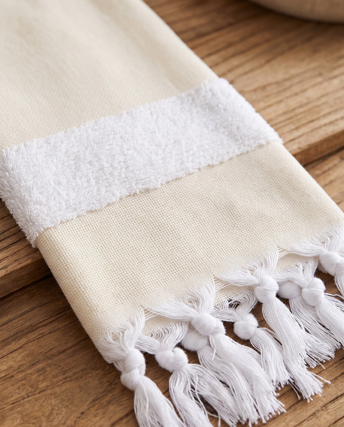 kleine hamamdoek met badstof geel - detail