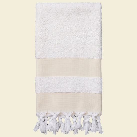 kleine hamamdoek met badstof geel - op kleur