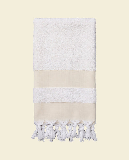 kleine hamamdoek met badstof geel - op kleur