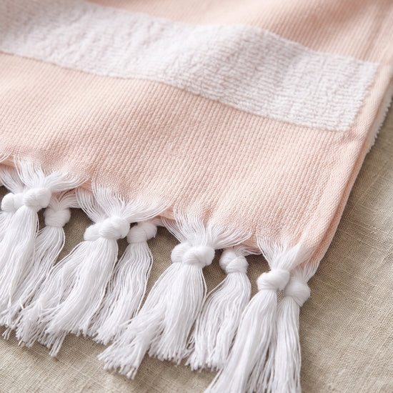 kleine hamamdoek met badstof perzik - detail