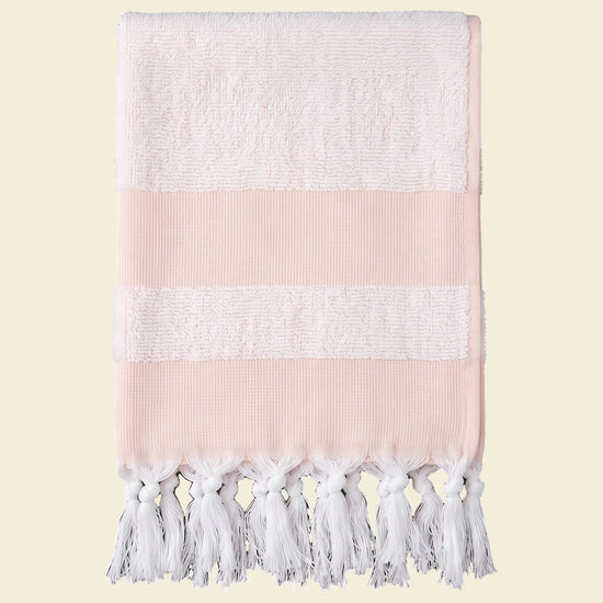 kleine hamamdoek met badstof perzik - op kleur