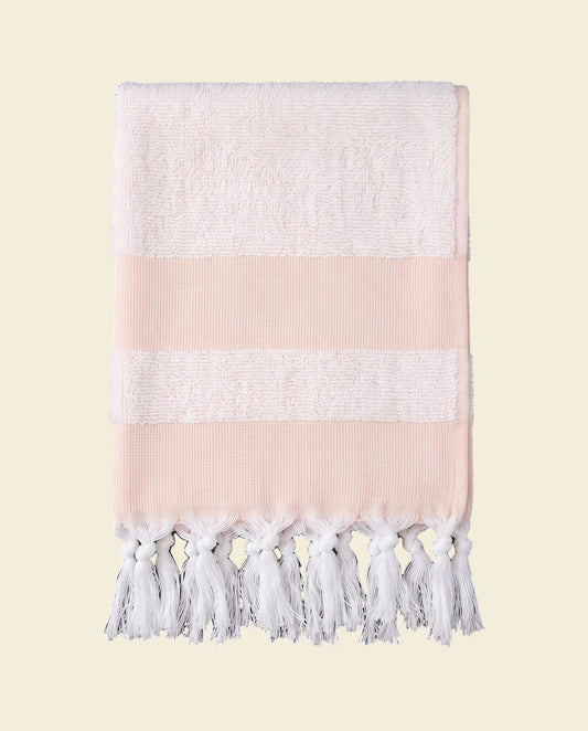 kleine hamamdoek met badstof perzik - op kleur