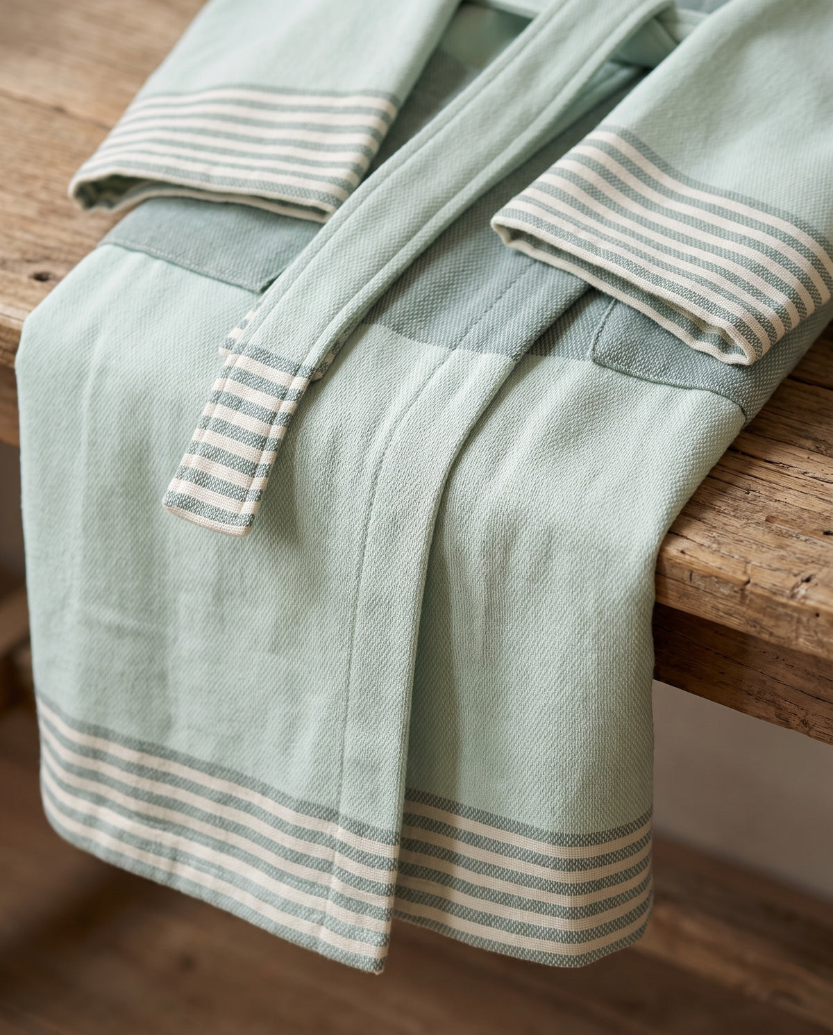 korte badjas dames Sun multi color - almond green mint - detail
