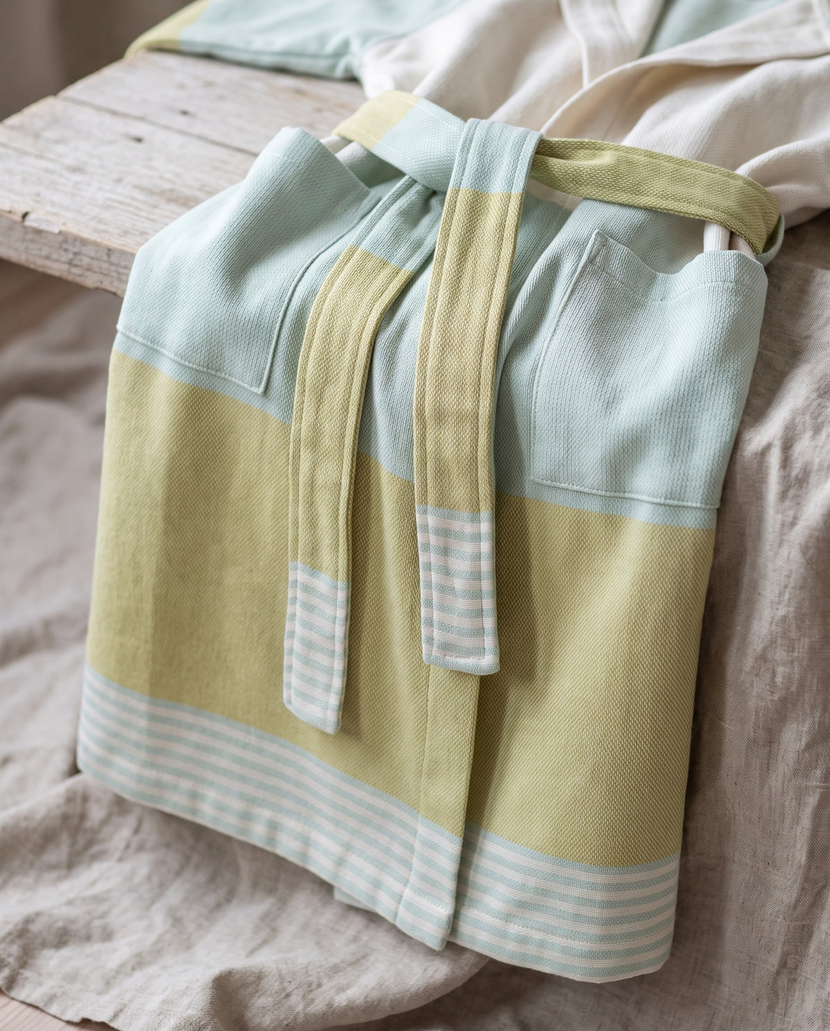 korte badjas dames Sun multi color - mint green - detail