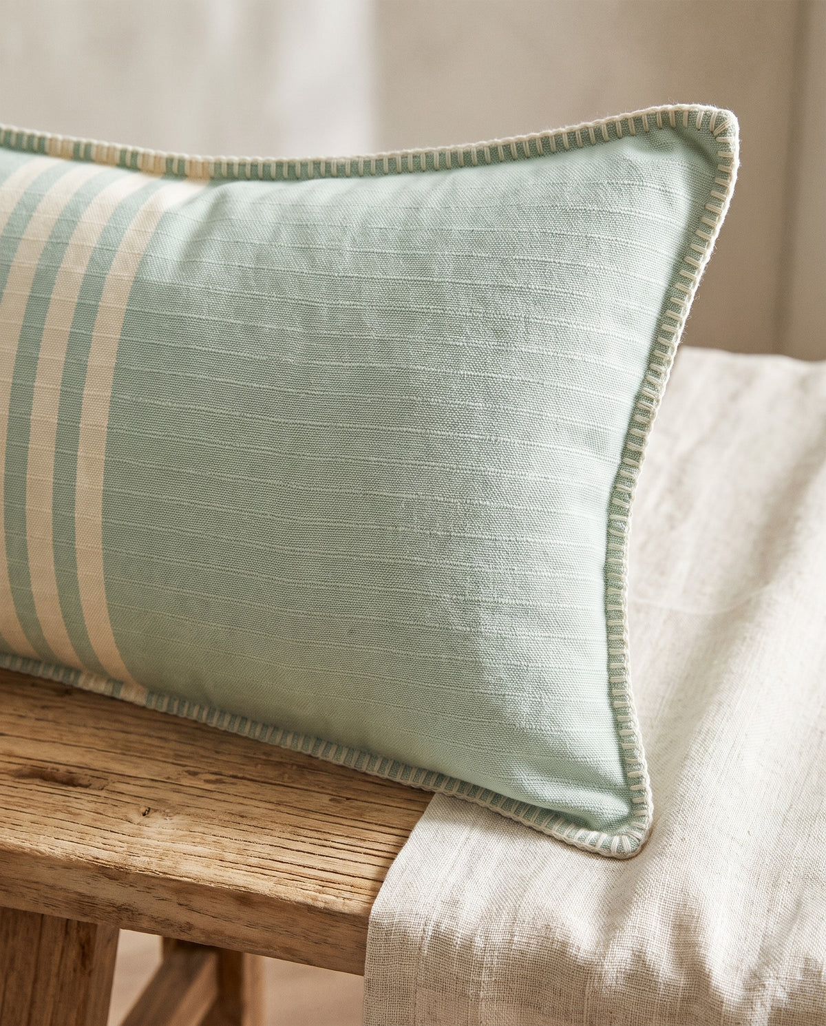 kussenhoes 50x50 Krem Sultan mint - detail