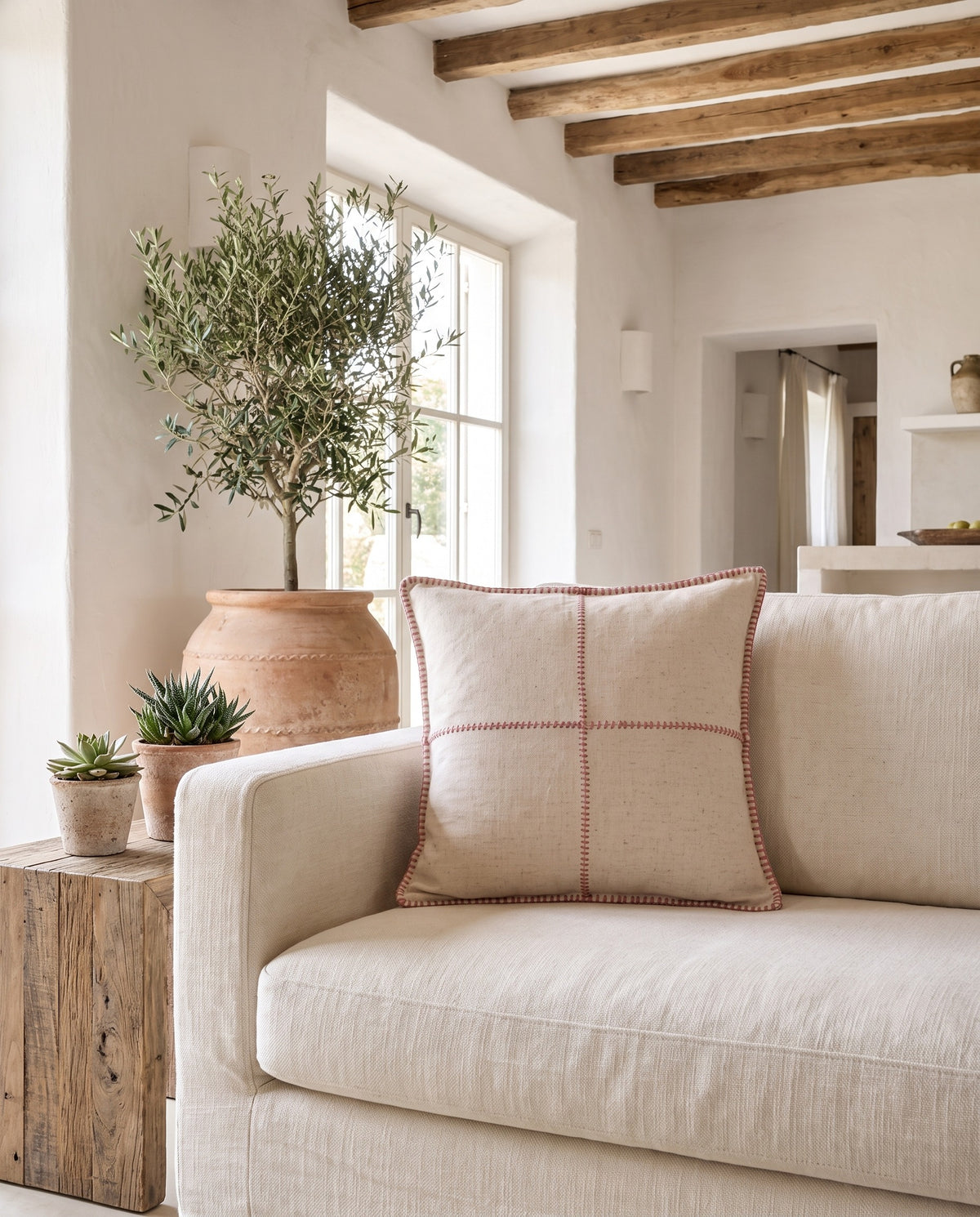 kussenhoes 50x50 patchwork dusty rose - sfeer