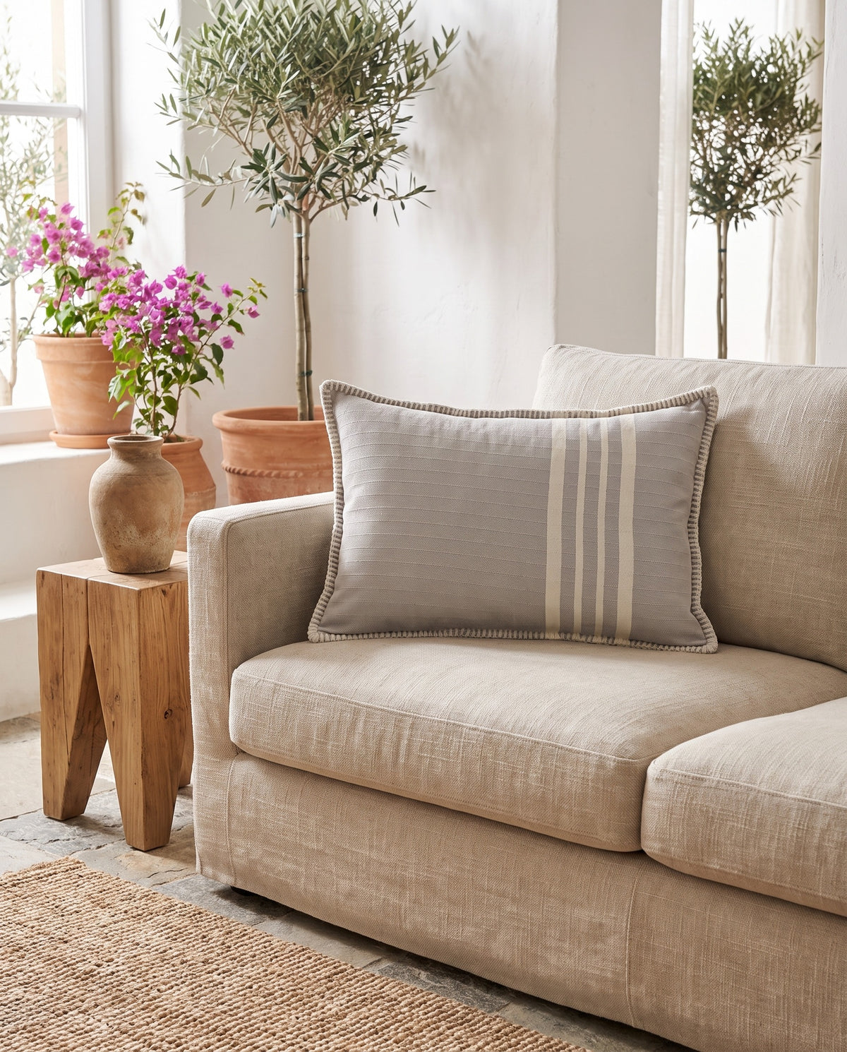kussenhoes 60x40 Krem Sultan light grey - sfeer