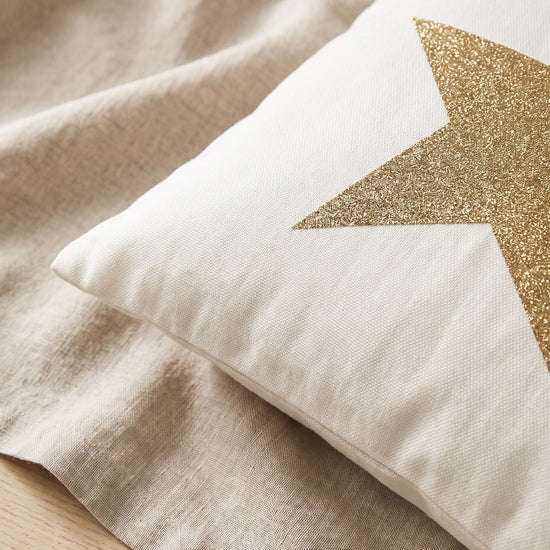 kussenhoes off white gold star - detail