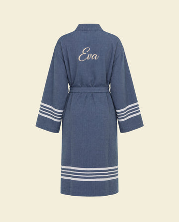 badjas Krem Sultan navy met naam