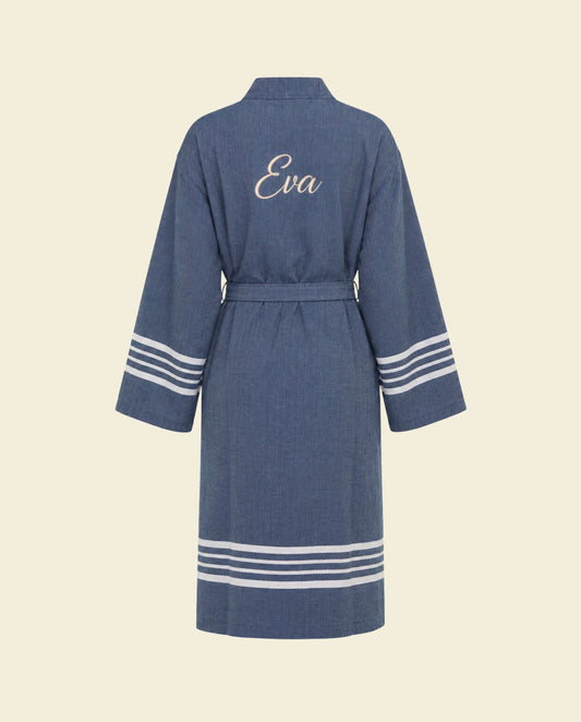 badjas Krem Sultan navy met naam