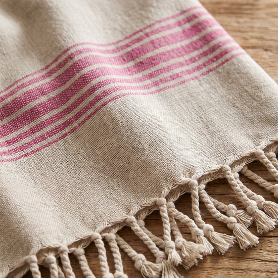 linnen hamamdoek fuchsia - detail
