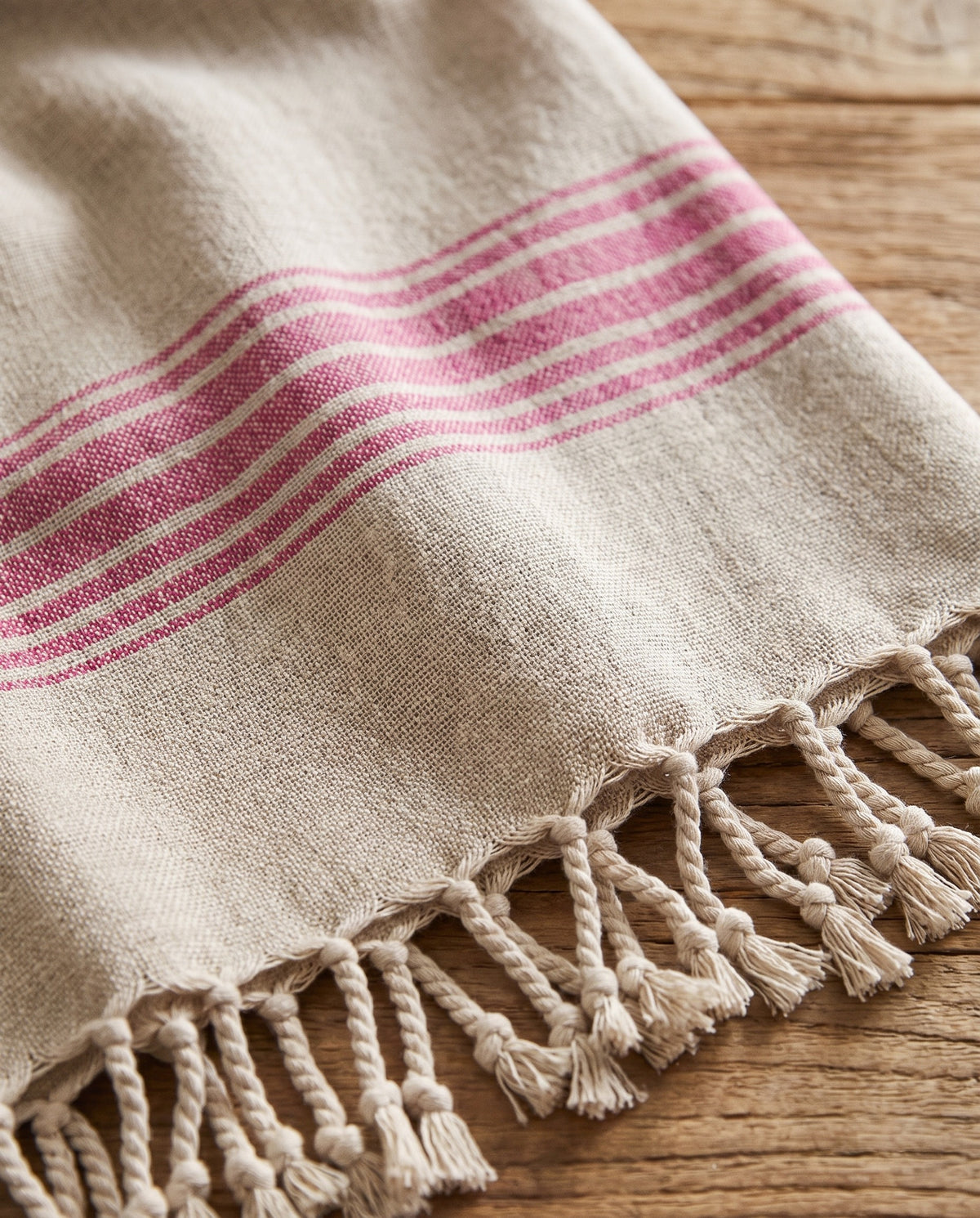 linnen hamamdoek fuchsia - detail