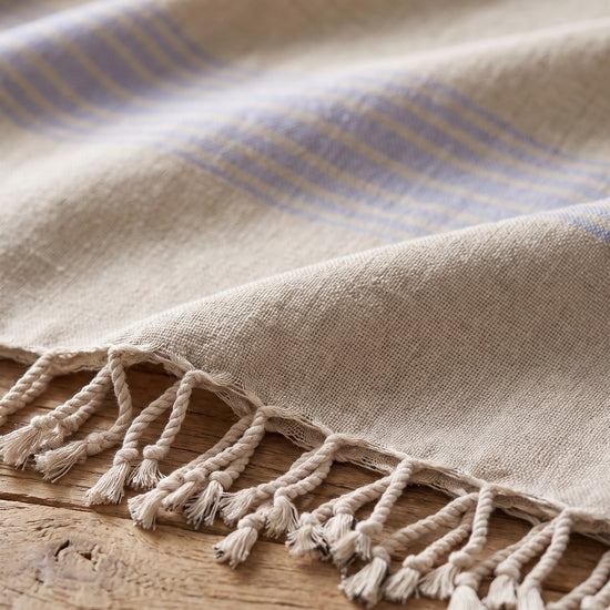 linnen hamamdoek lavendelblauw - detail