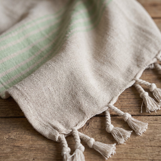linnen hamamdoek pistache - detail