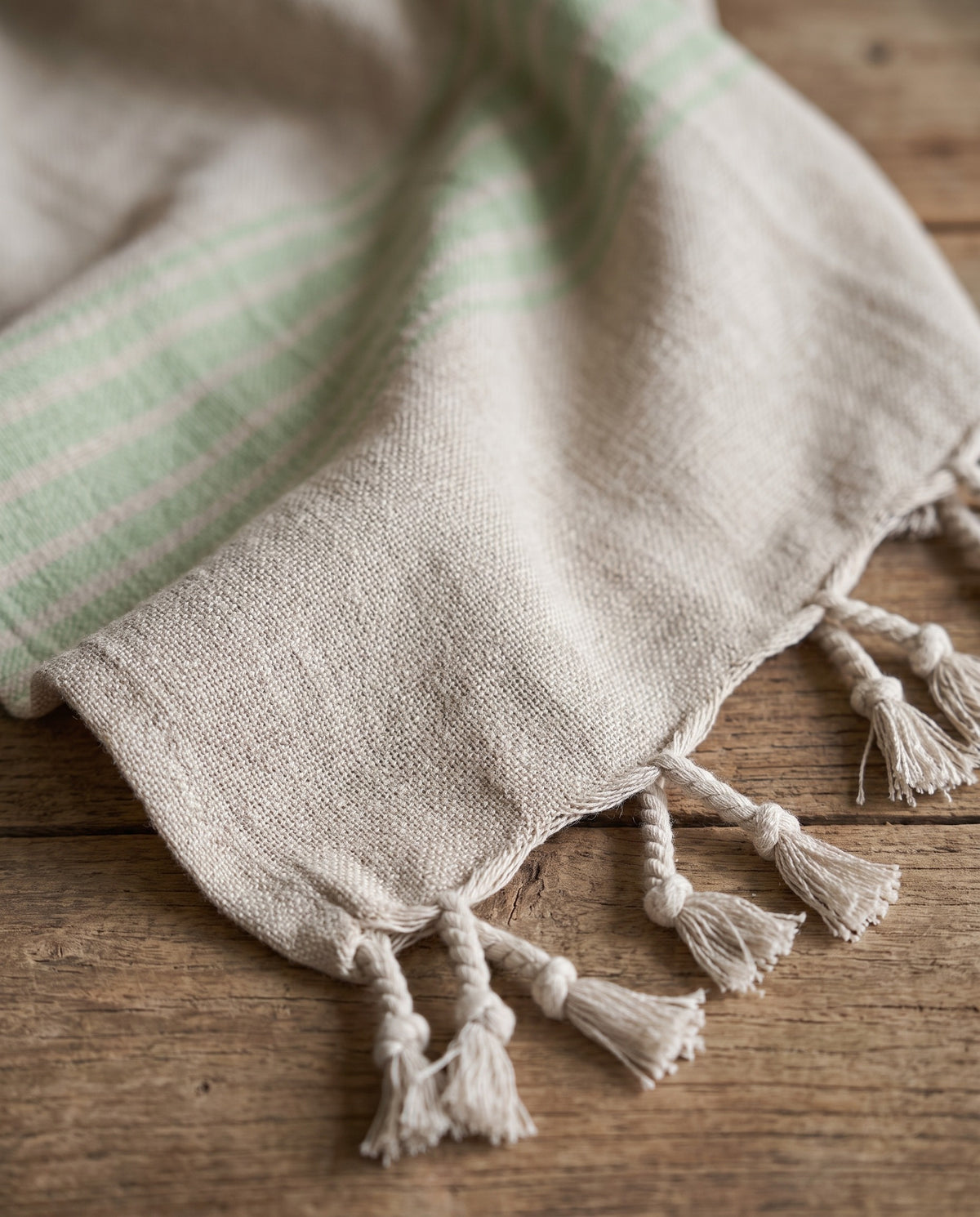 linnen hamamdoek pistache - detail