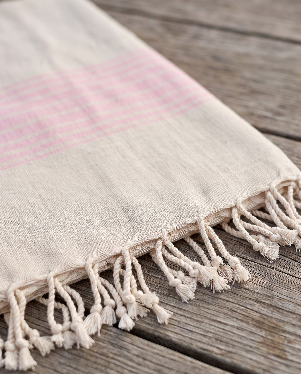 linnen hamamdoek sorbetroze - detail