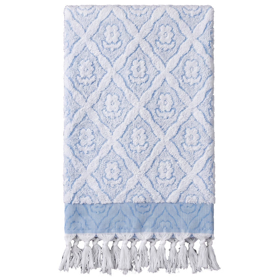 luxe badhanddoek Bloem mediteraanblauw - vrijstaand