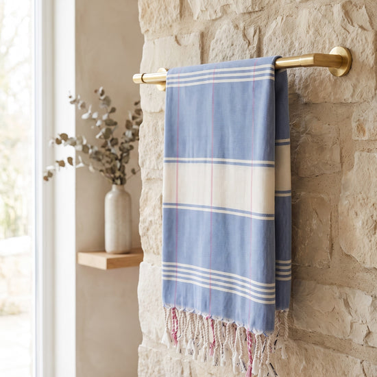 organic hamamdoek biokatoen blauw wit - sfeer