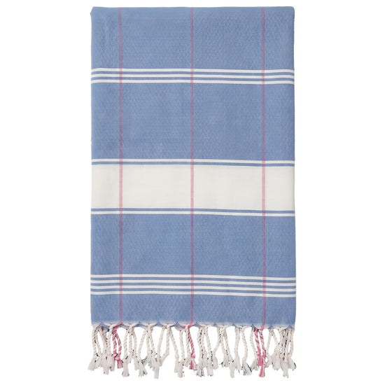 organic hamamdoek biokatoen blauw wit - vrijstaand