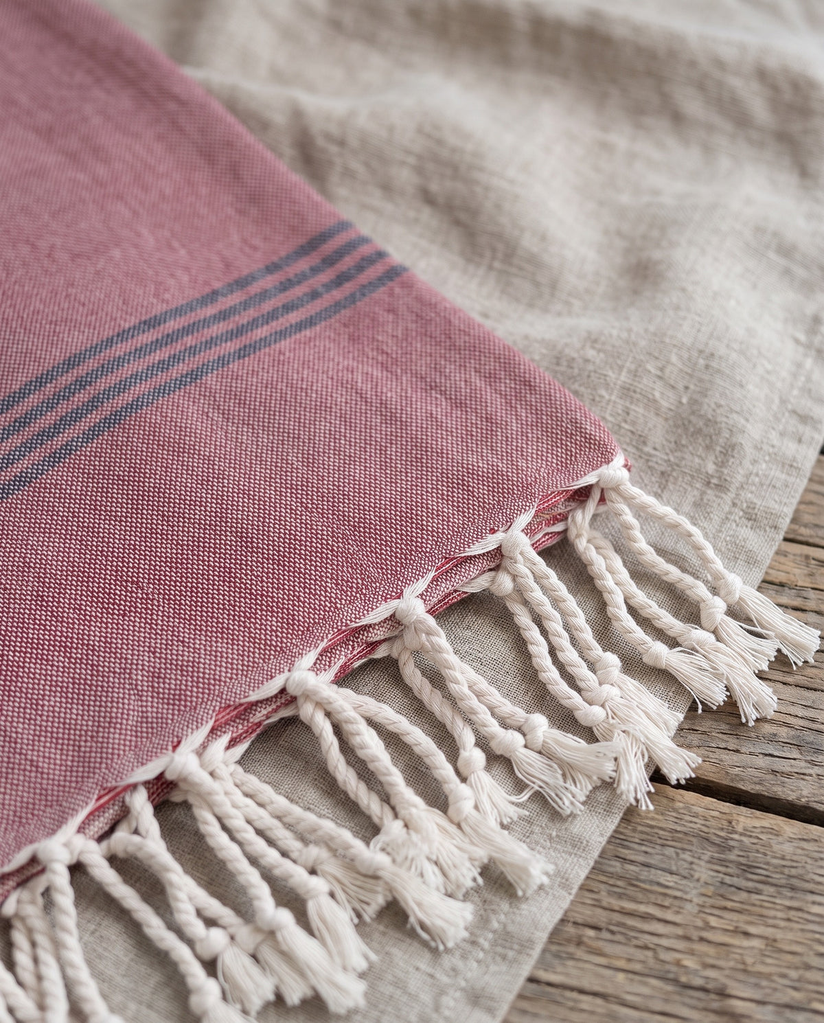 organic hamamdoek biokatoen bordeaux - detail
