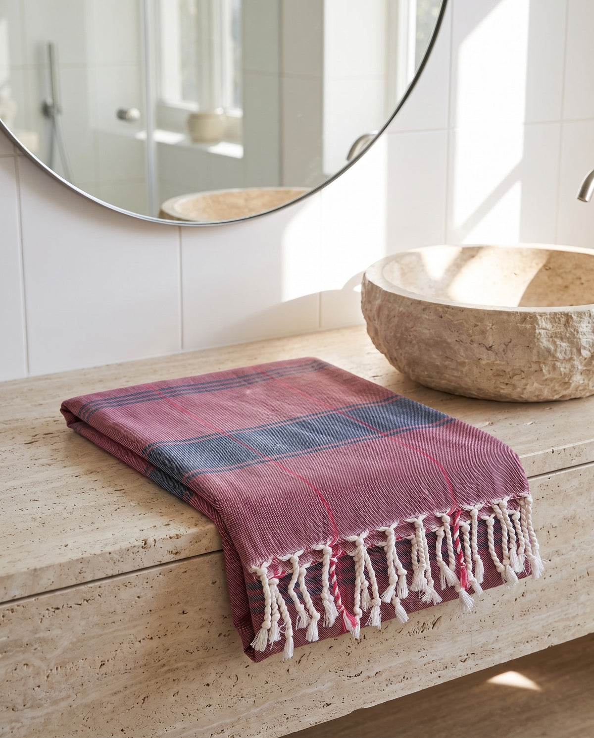 organic hamamdoek biokatoen bordeaux - sfeer