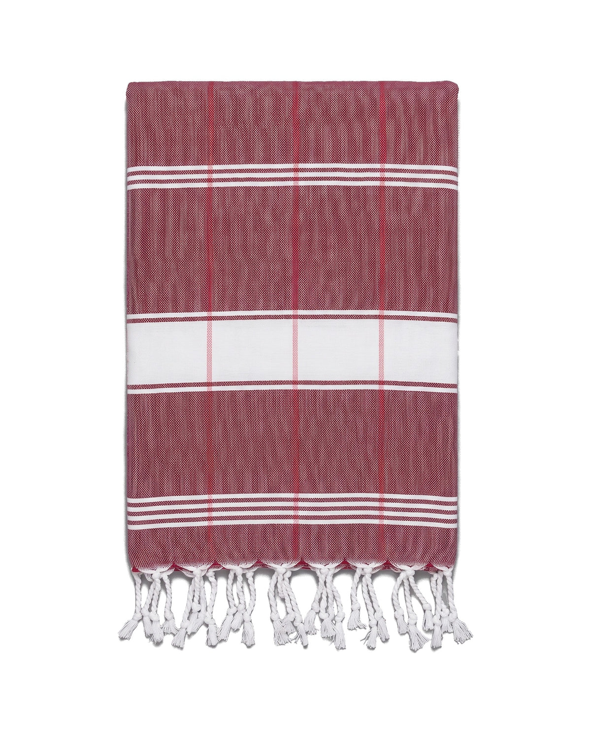 organic hamamdoek biokatoen bordeaux wit - vrijstaand