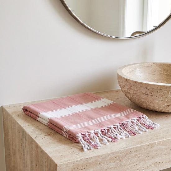 organic hamamdoek biokatoen koper wit - sfeer