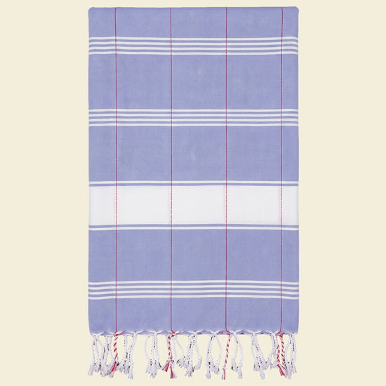 organic hamamdoek biokatoen lavendelblauw wit - op kleur
