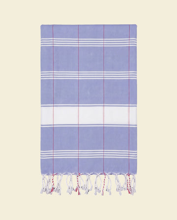 organic hamamdoek biokatoen lavendelblauw wit - op kleur