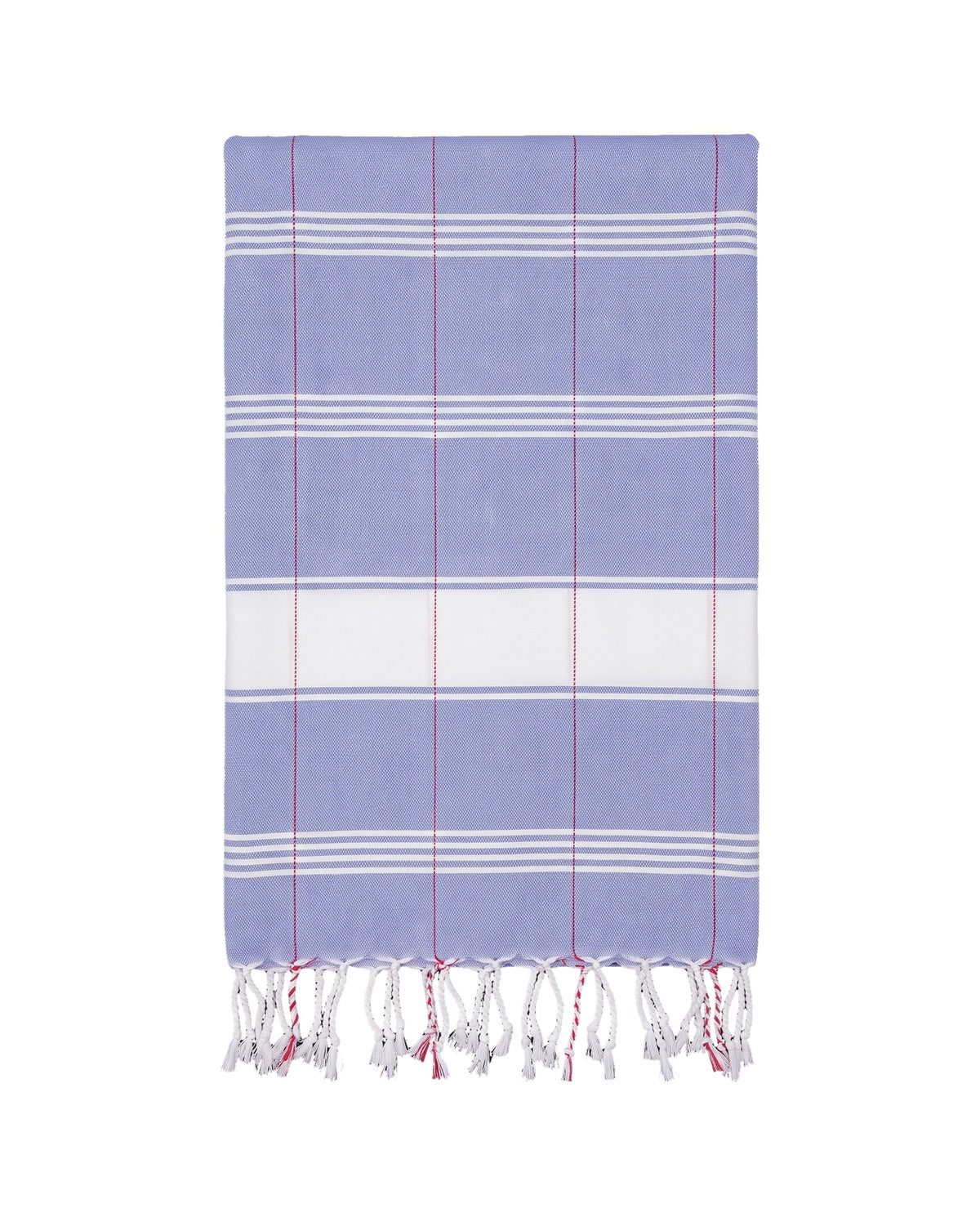 organic hamamdoek biokatoen lavendelblauw wit - vrijstaand