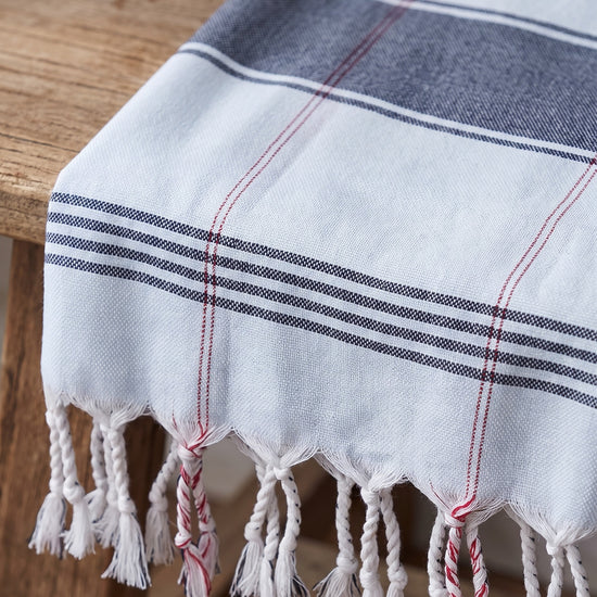 organic hamamdoek biokatoen lichtblauw - detail