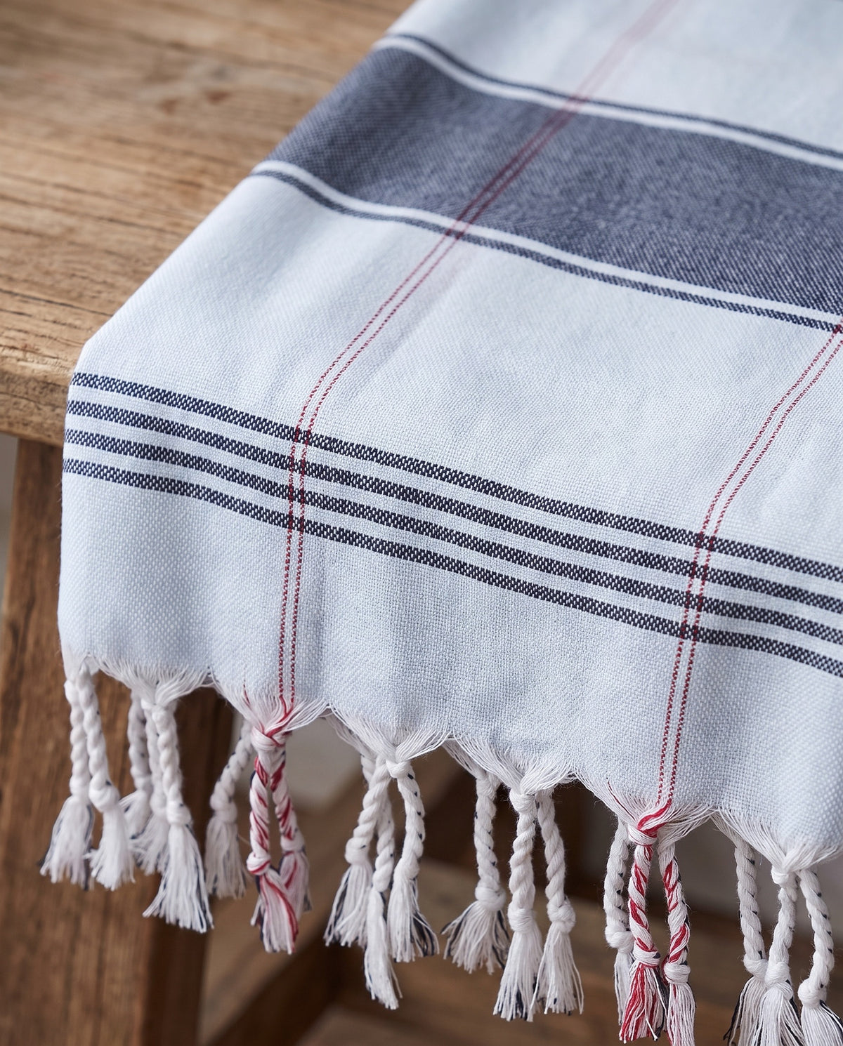organic hamamdoek biokatoen lichtblauw - detail