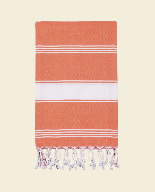 organic hamamdoek biokatoen mandarijn wit - op kleur