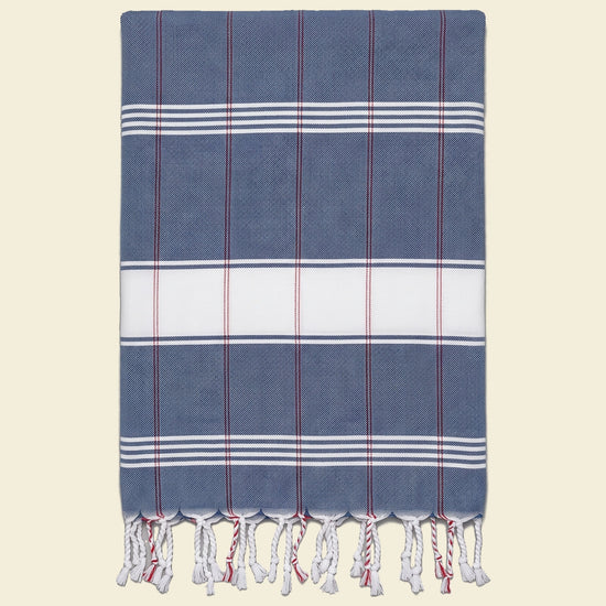 organic hamamdoek biokatoen marineblauw wit - op kleur