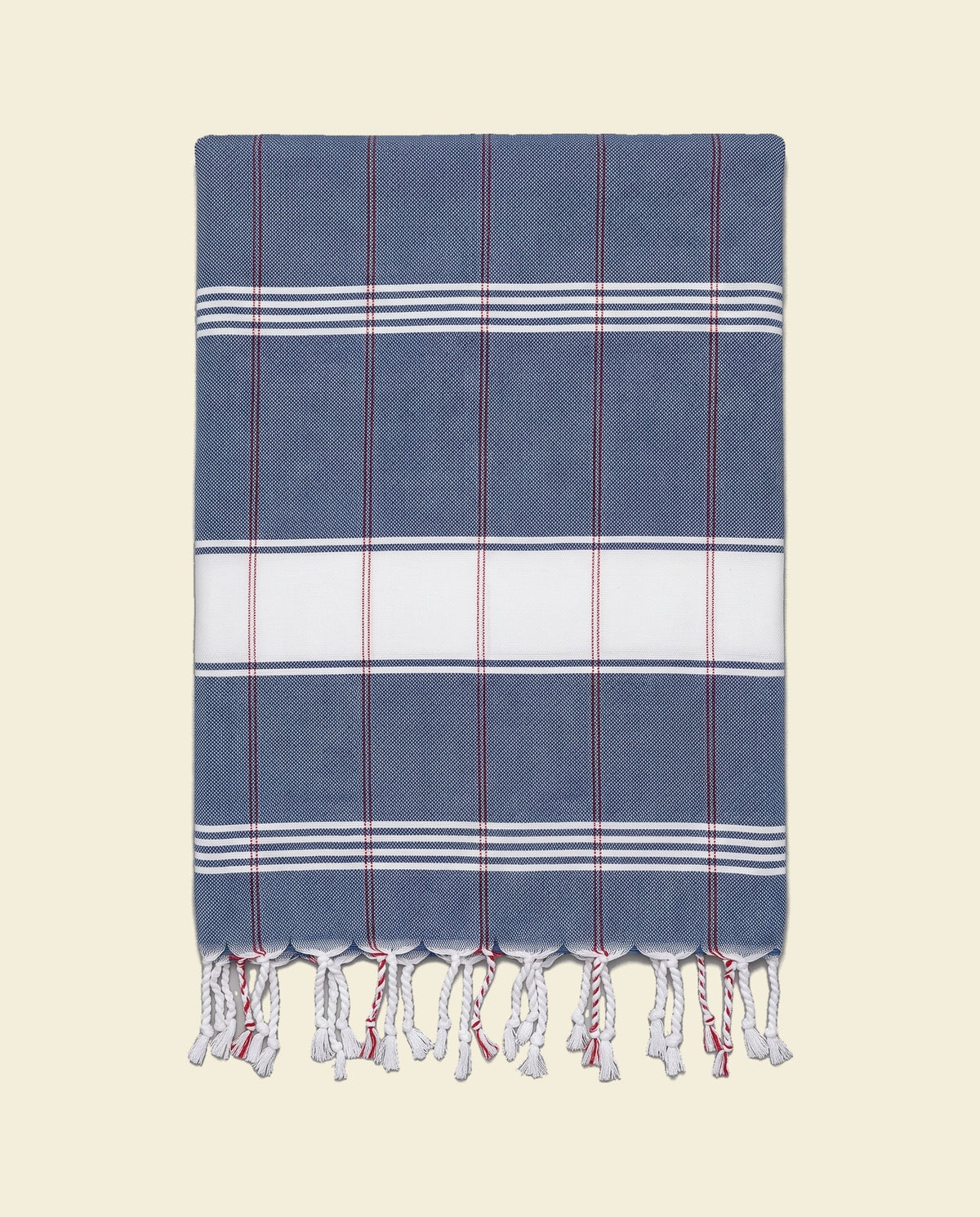 organic hamamdoek biokatoen marineblauw wit - op kleur