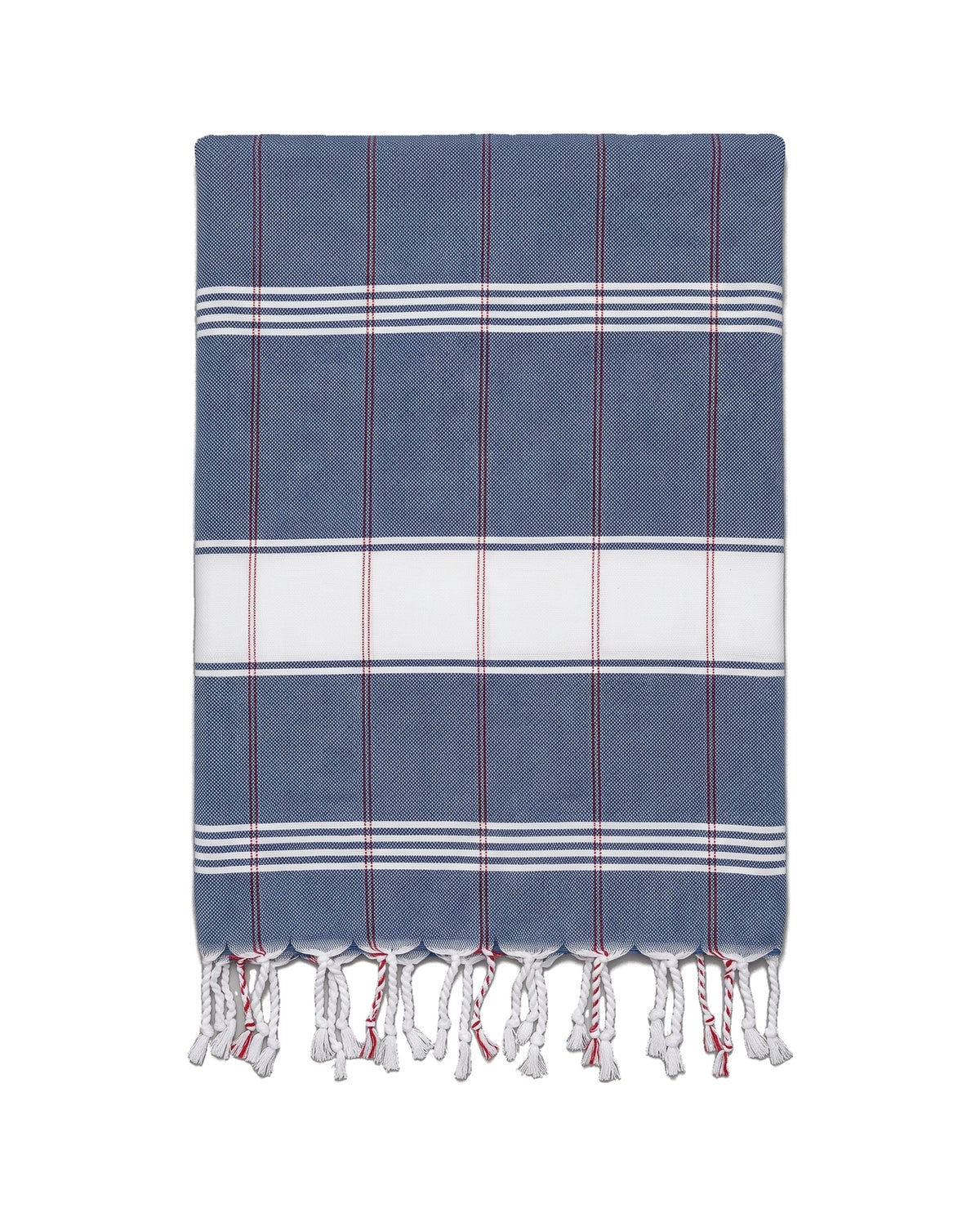 organic hamamdoek biokatoen marineblauw wit - vrijstaand
