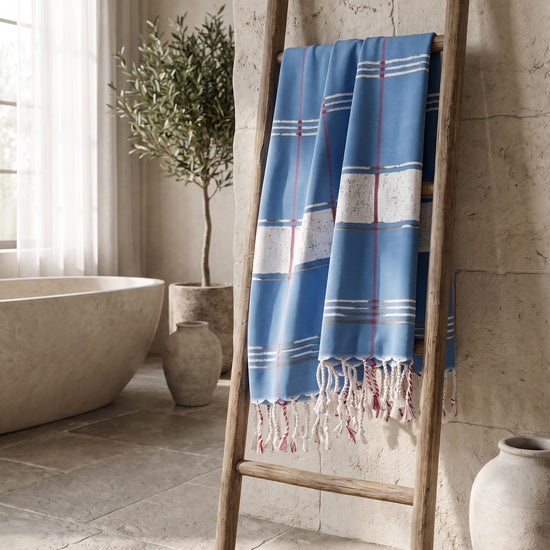 organic hamamdoek biokatoen mediteraanblauw - sfeer