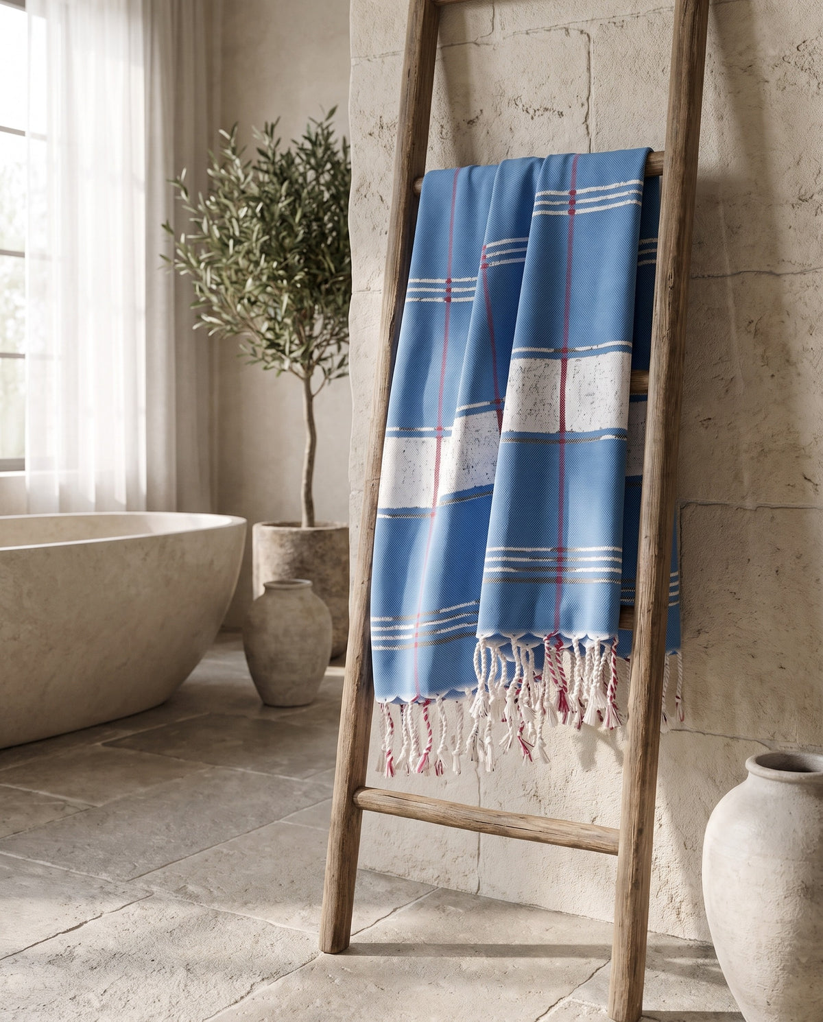 organic hamamdoek biokatoen mediteraanblauw - sfeer