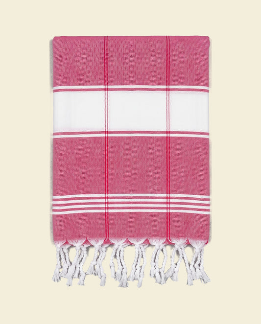 organic hamamdoek biokatoen robijnrood geruit - op kleur
