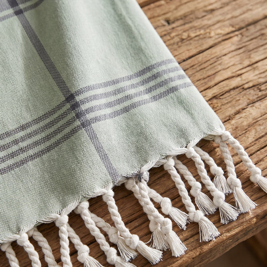 organic hamamdoek biokatoen salie - detail