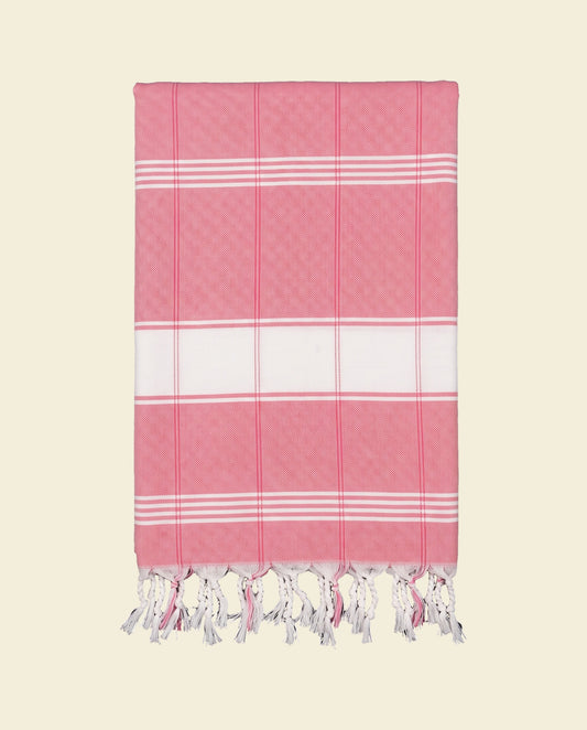 organic hamamdoek biokatoen zuurstokroze wit - op kleur