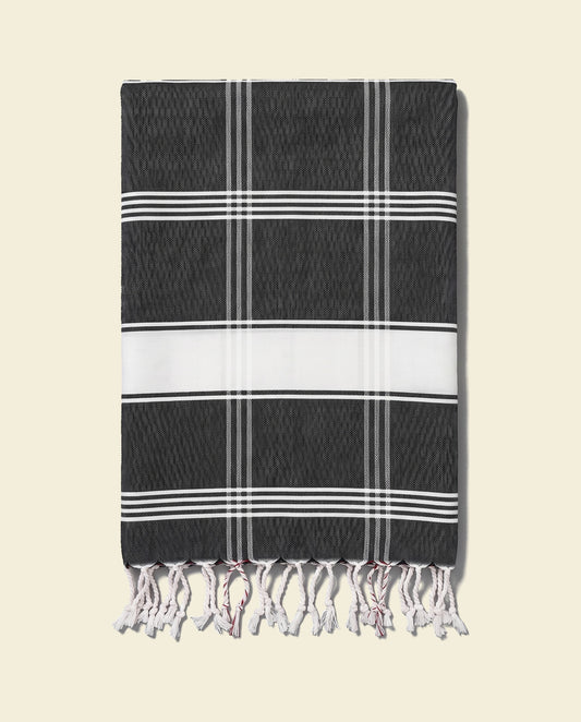 organic hamamdoek biokatoen zwart wit - op kleur