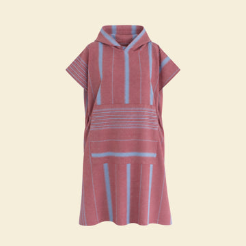 strand- en saunaponcho bordeauxrood/blauw
