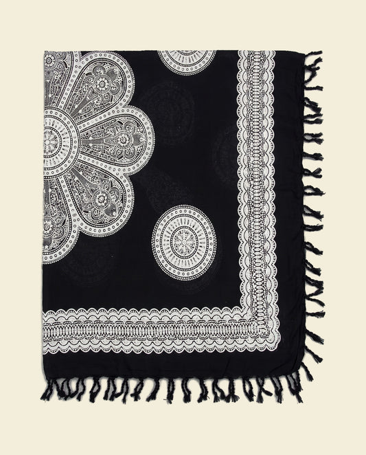 Pareo Flower black white - op kleur